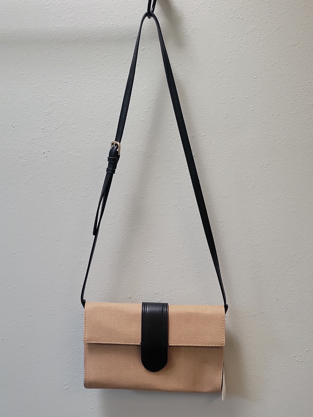 Urban Expressions Beige Crossbody Bag with Black Strap